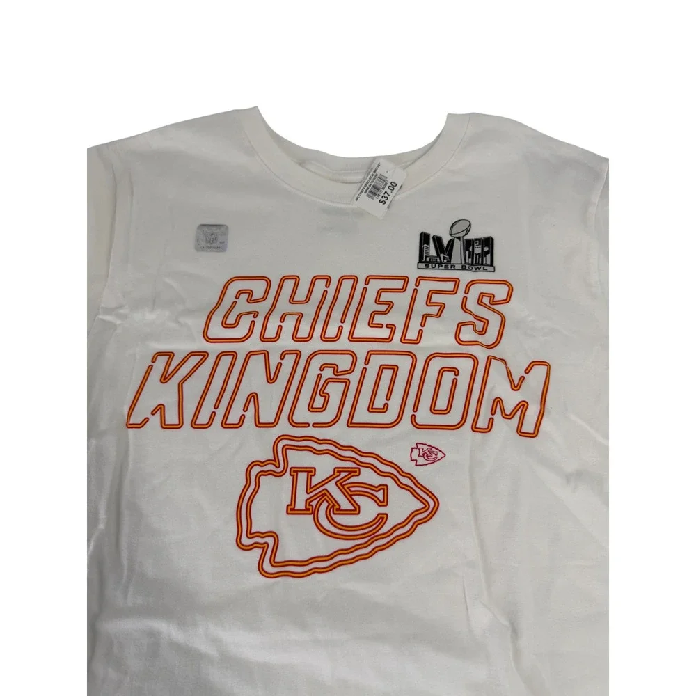 Nike Super Bowl 58‎ T-Shirt Men's L White Kansas City Chiefs Kingdom Tee New